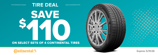 Continental 4 Tire $110 Mail In Rebate 05-01-2026 through 05-31-2026